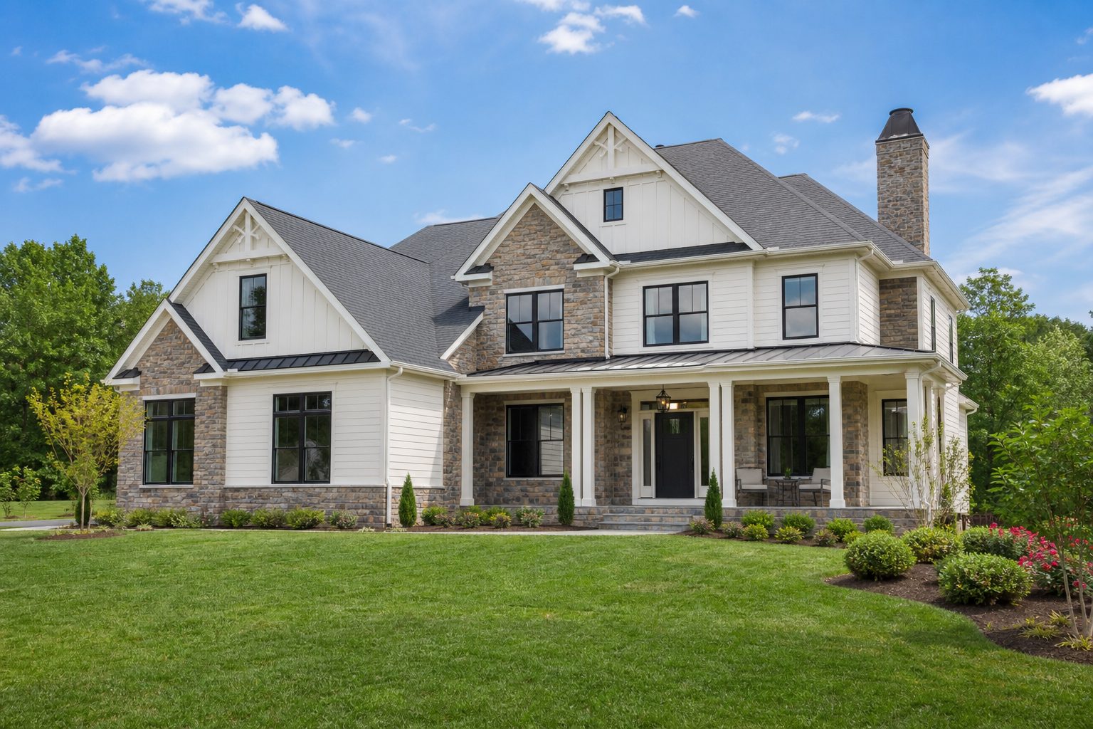 Concept image of a renovated Northern Virginia colonial-style custom home exterior